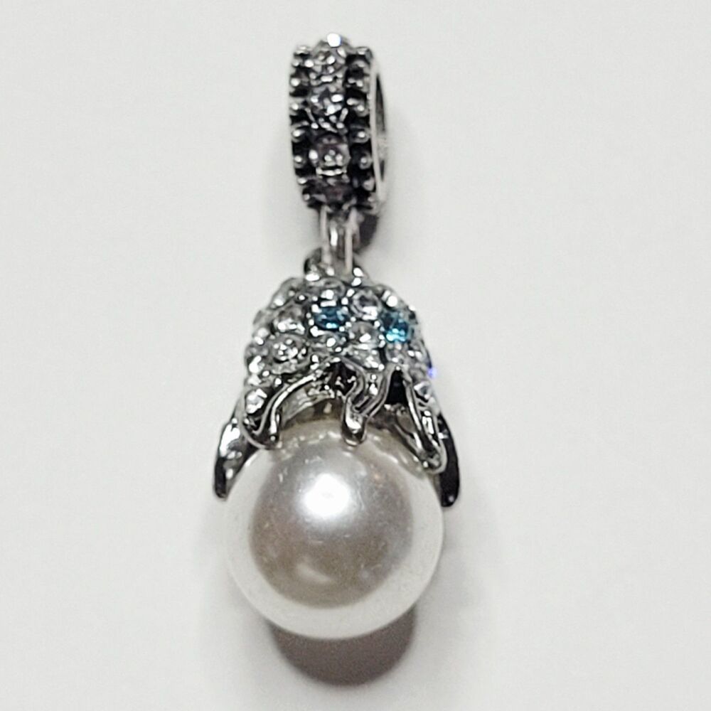 NWT Octopus Charm Pendant For Pandora Bracelet Or Necklace Pearl, Blue, Silver